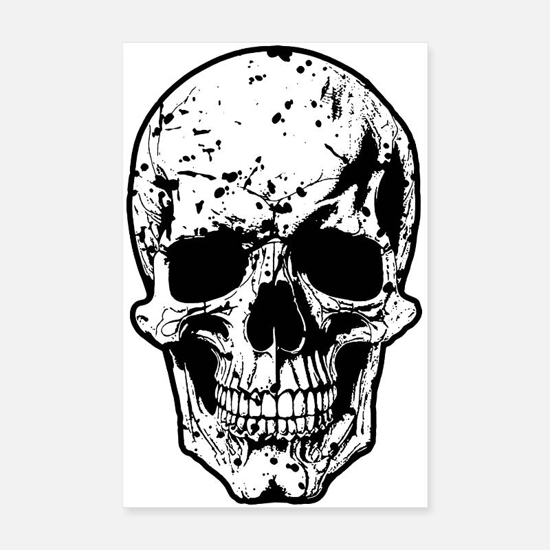 Skull Splatter Grunge Print Poster 20 x 30 cm