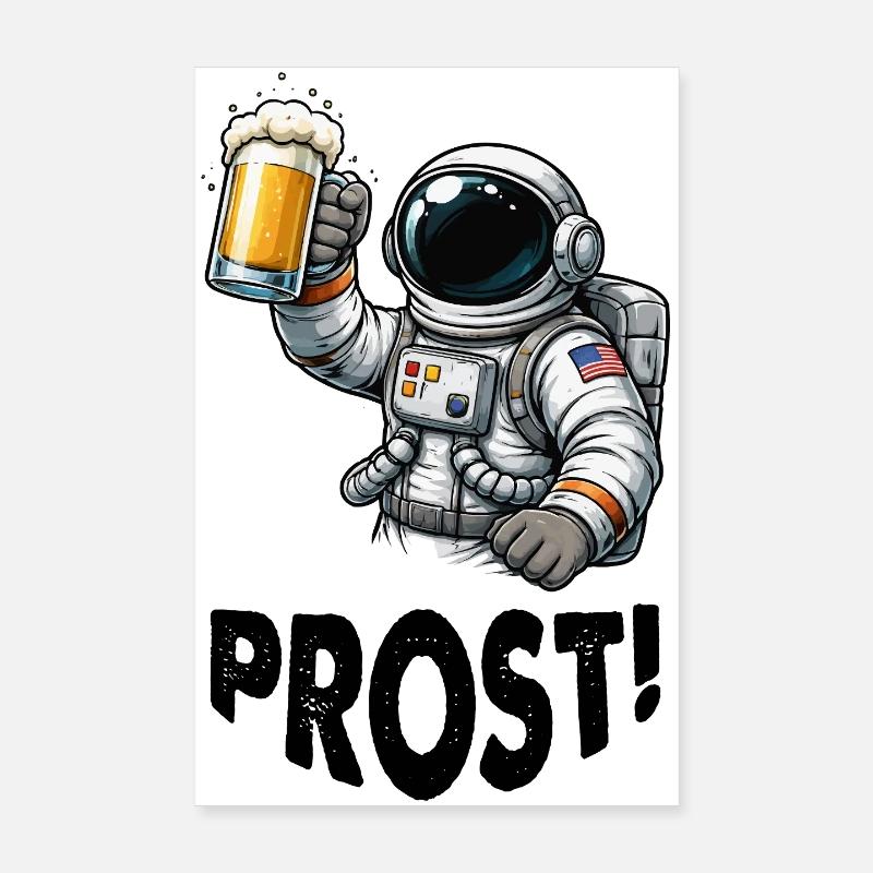 Astronaut mit Bierglas Poster 20x30 cm