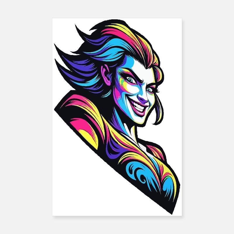Neon Diva Pop Art Portrait Poster 8" x 12" (20x30 cm)