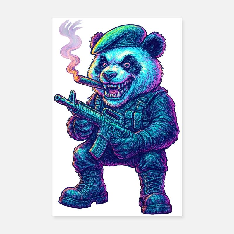 Neon Panda Söldner Poster 20x30 cm