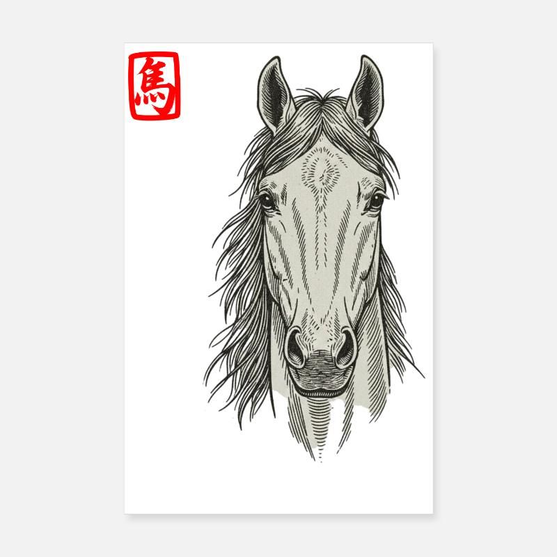 Pferd Asiatisch Poster 20x30 cm