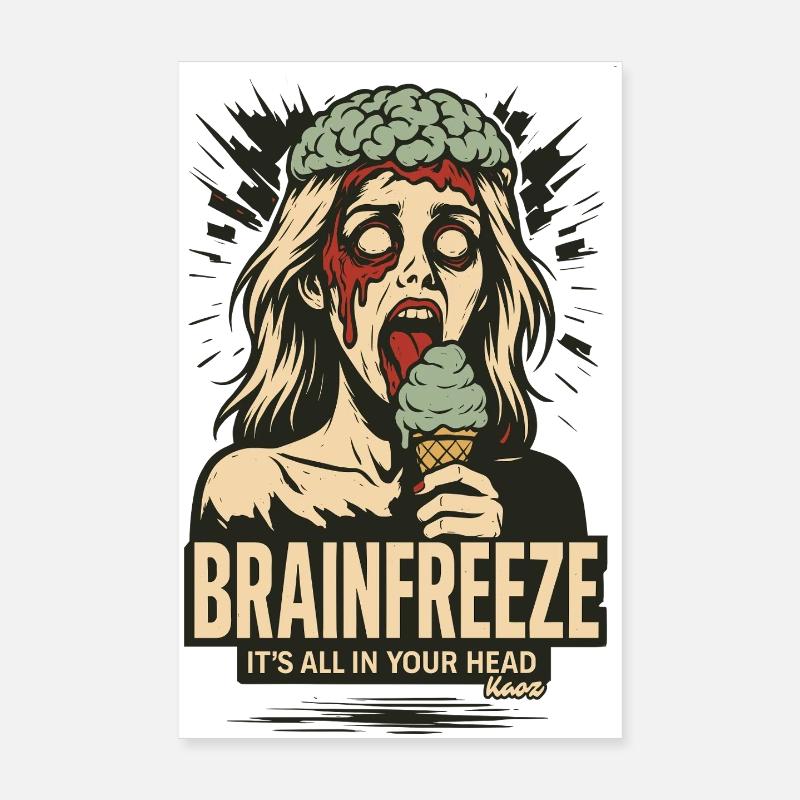 Frau mit Gehirn und Eis Brainfreeze Poster 8" x 12" (20x30 cm)