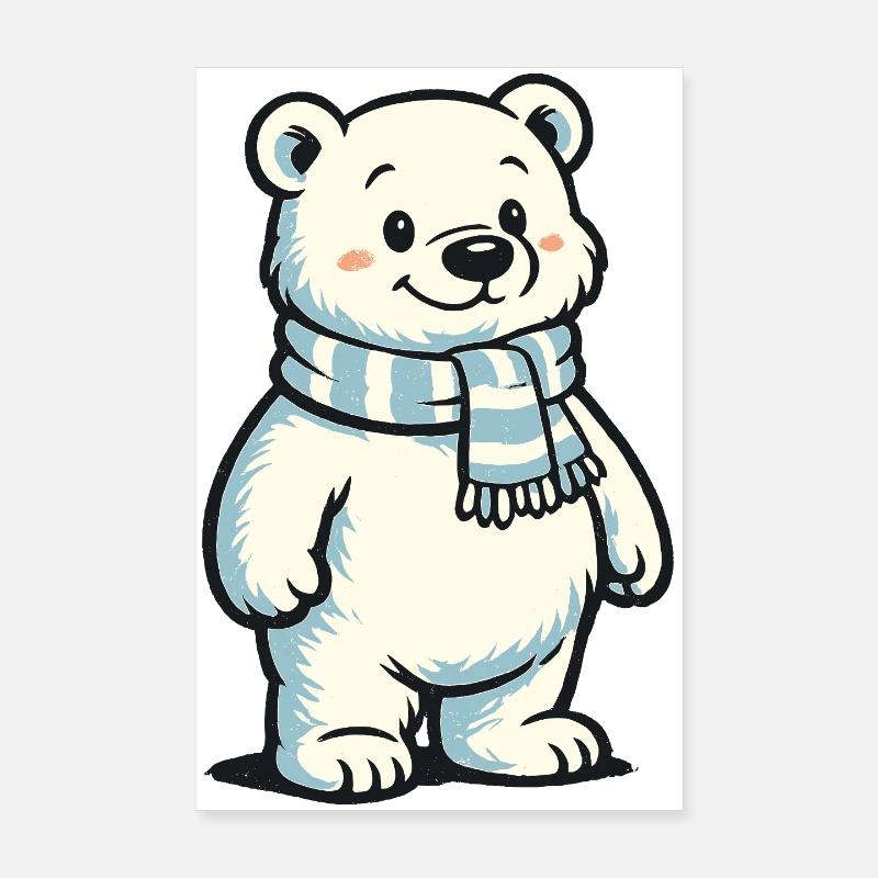 Ours polaire avec écharpe Poster 20 x 30 cm