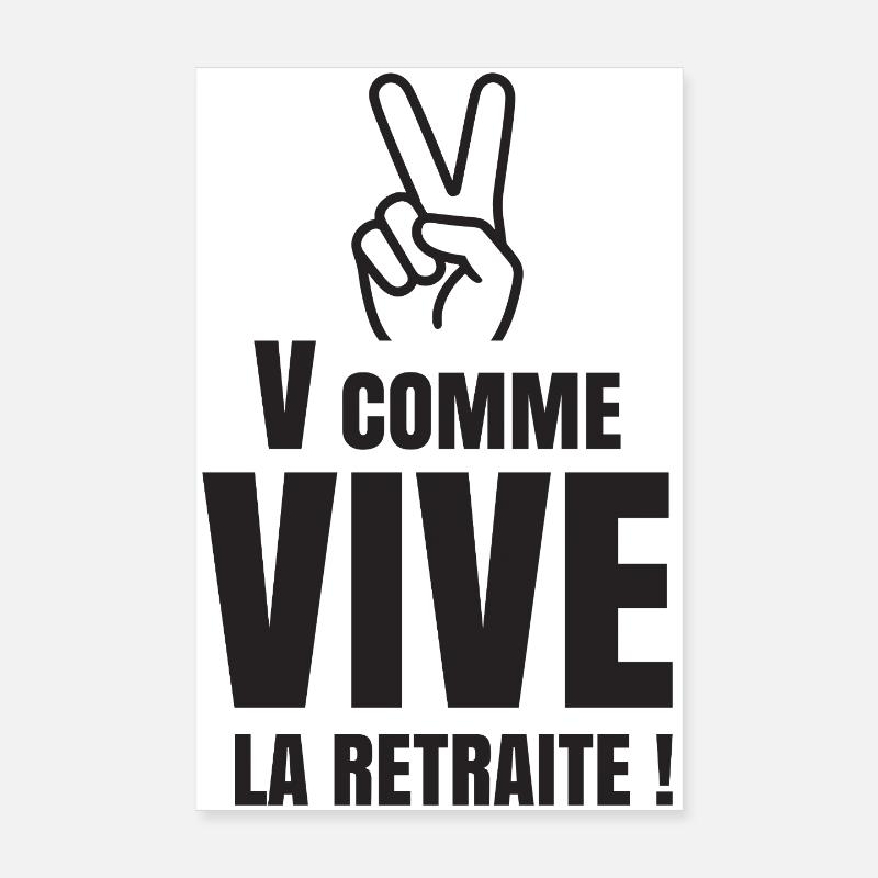 V Comme Vive la Retraite (texte noir) Poster 20 x 30 cm