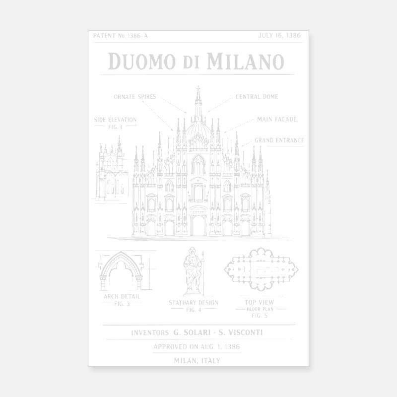 Illustration du plan du Milano Duomo Poster 20 x 30 cm