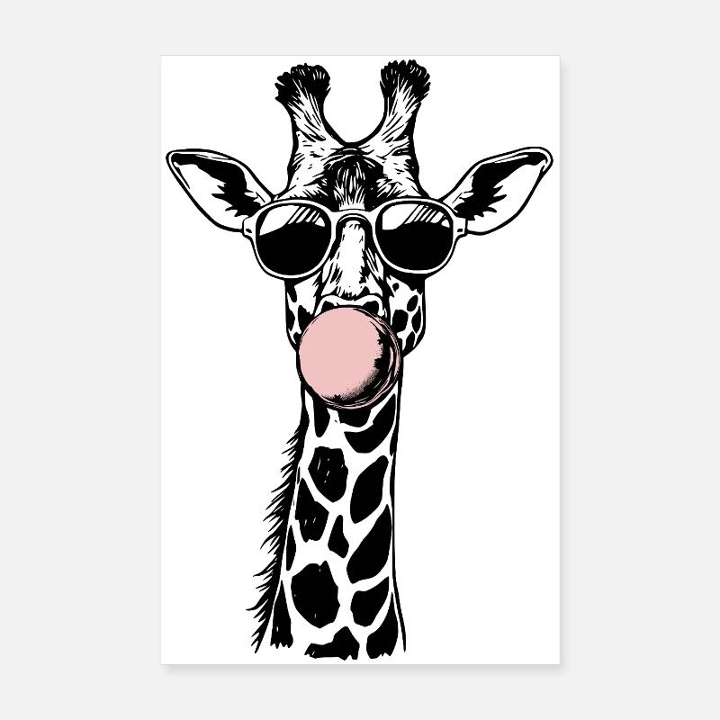 Cool Giraffe Bubble Vibes Poster 8" x 12" (20x30 cm)