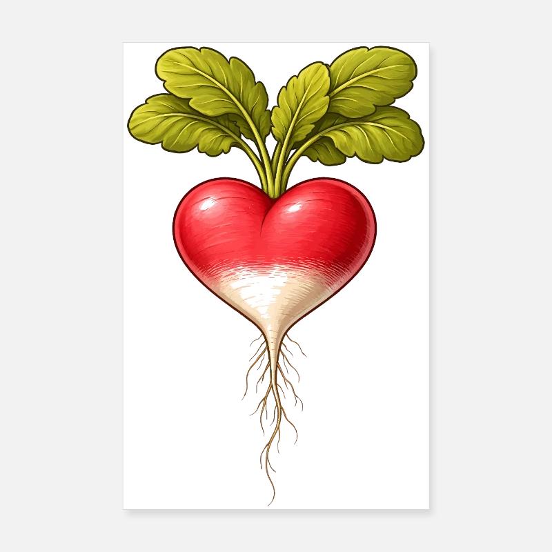 Radieschen Herzform Vintage Botanisch  Poster 20x30 cm