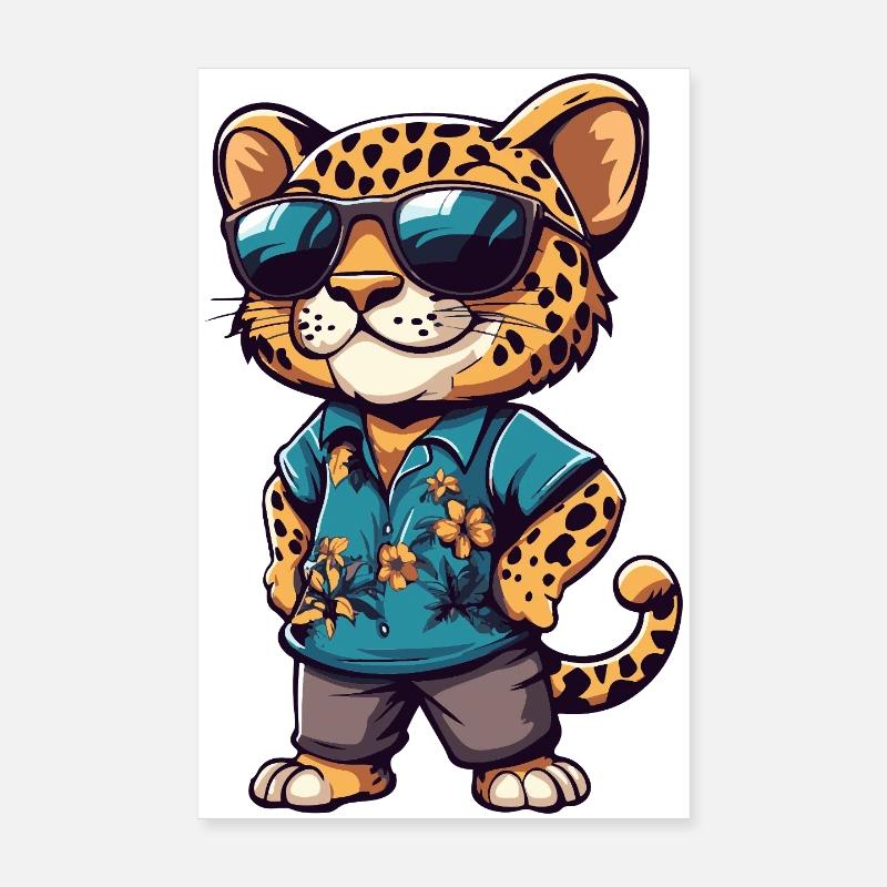 Leopard Comic Vacation Poster 8" x 12" (20x30 cm)