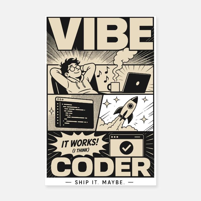 Vibe Coder Programmer Humor Poster 20x30 cm