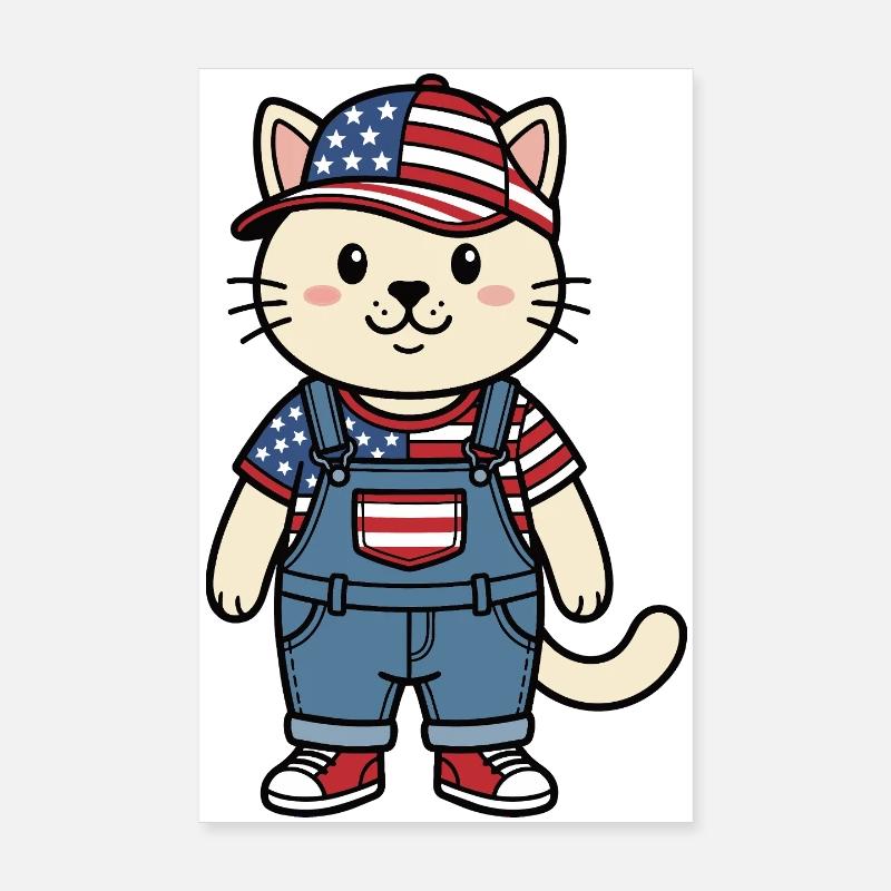 America cat Poster 8" x 12" (20x30 cm)