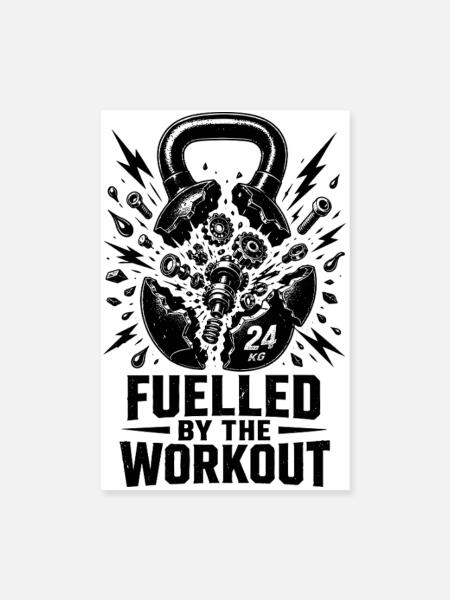  Backprint: Gym Workout Sport, Muskelaufbau, - Poster 20x30 cm - Weiß - Vorne