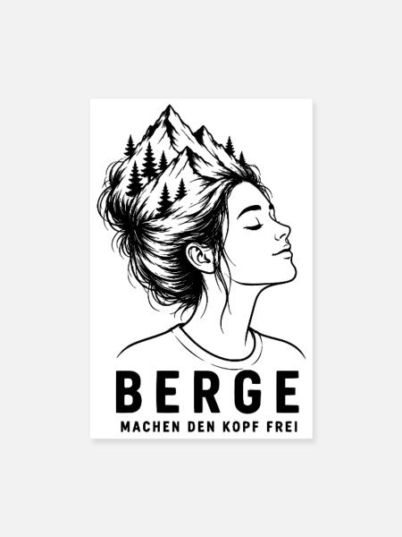 Berge im Kopf - Poster 20x30 cm - Weiß