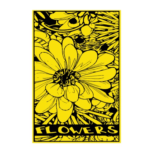 bloem geel zwart - Poster 20x30 cm