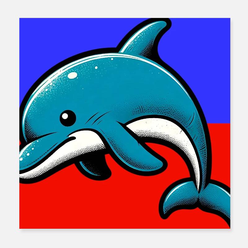 dolphin Poster 8" x 8" (20x20 cm)