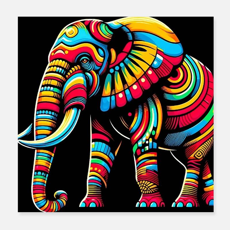 Elephant Pop Art Poster 8" x 8" (20x20 cm)