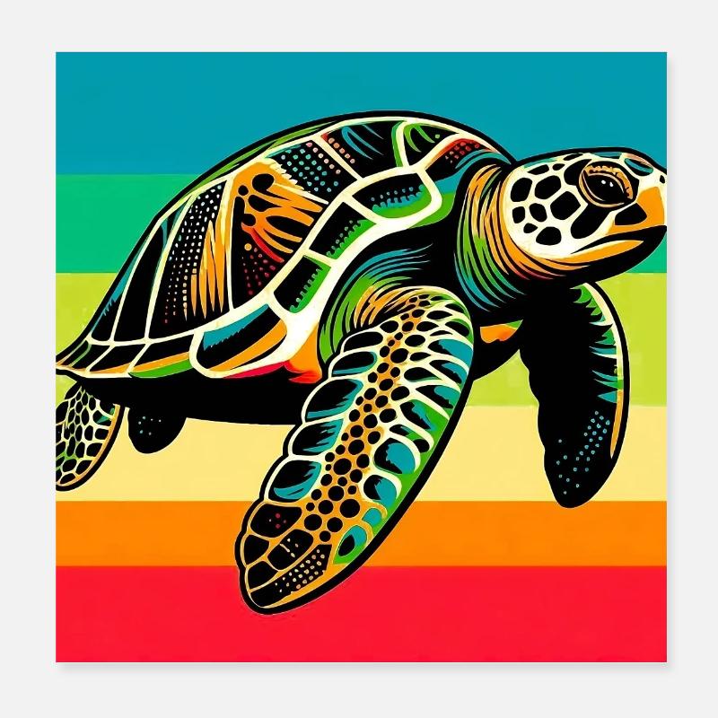 turtle Poster 8" x 8" (20x20 cm)