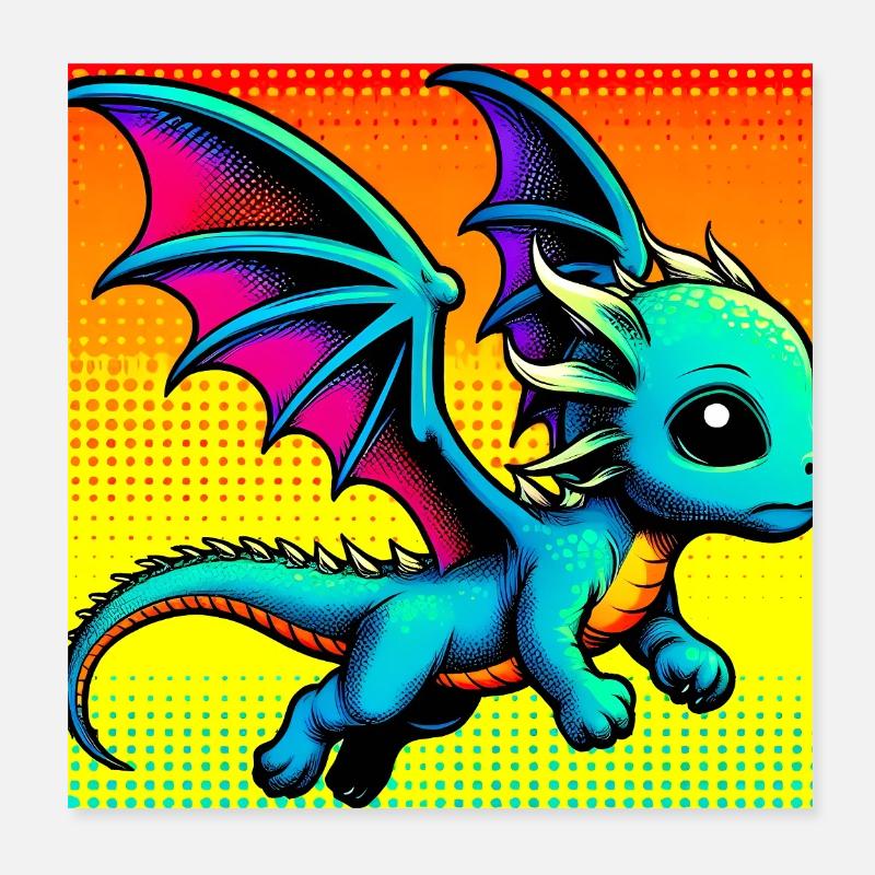 Drache Poster 20x20 cm
