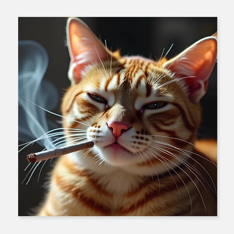 Fumer Chat Génération Z Mème Chat Fumer Poster 20 x 20 cm