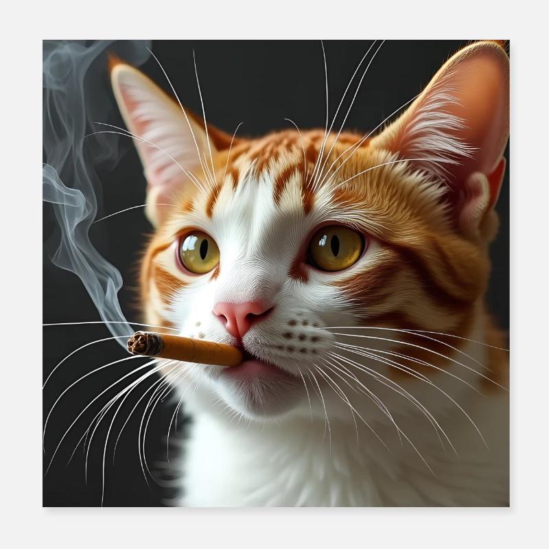 Fumer Chat Génération Z Mème Chat Fumer Poster 20 x 20 cm