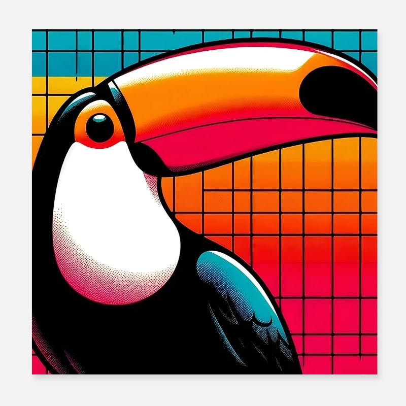 Tukan - Poster 20x20 cm - Weiß
