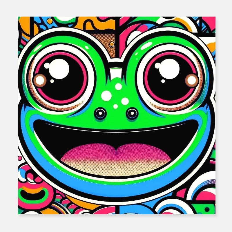 Frosch Pop Art - Poster 20x20 cm - Weiß