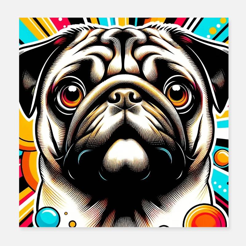 Mopshund Pop Art Poster 20x20 cm