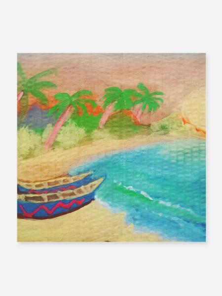 Insellandschaftsstrand und heißer Sand - Poster 20x20 cm - Weiß - Vorne
