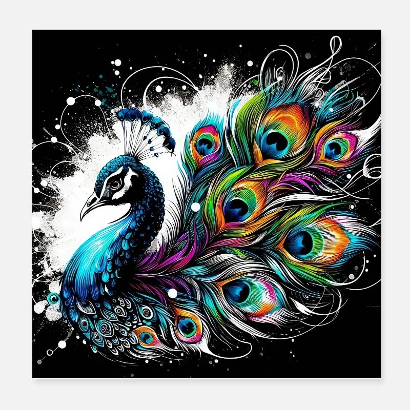 Peacock Poster 8" x 8" (20x20 cm)