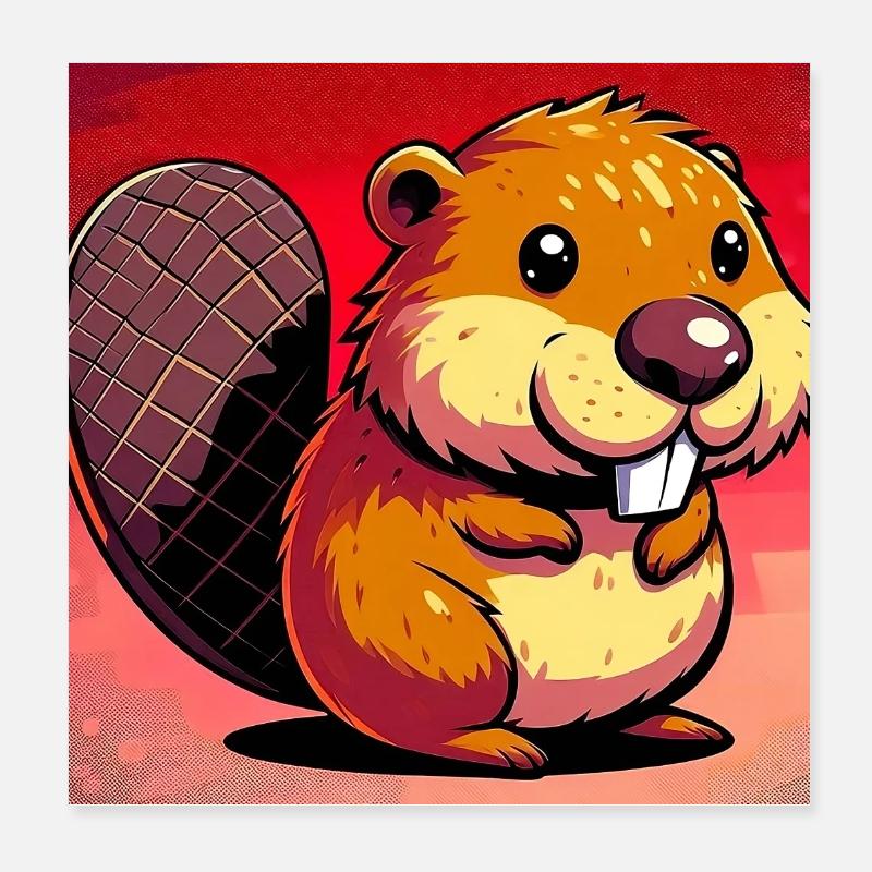 beaver Poster 8" x 8" (20x20 cm)