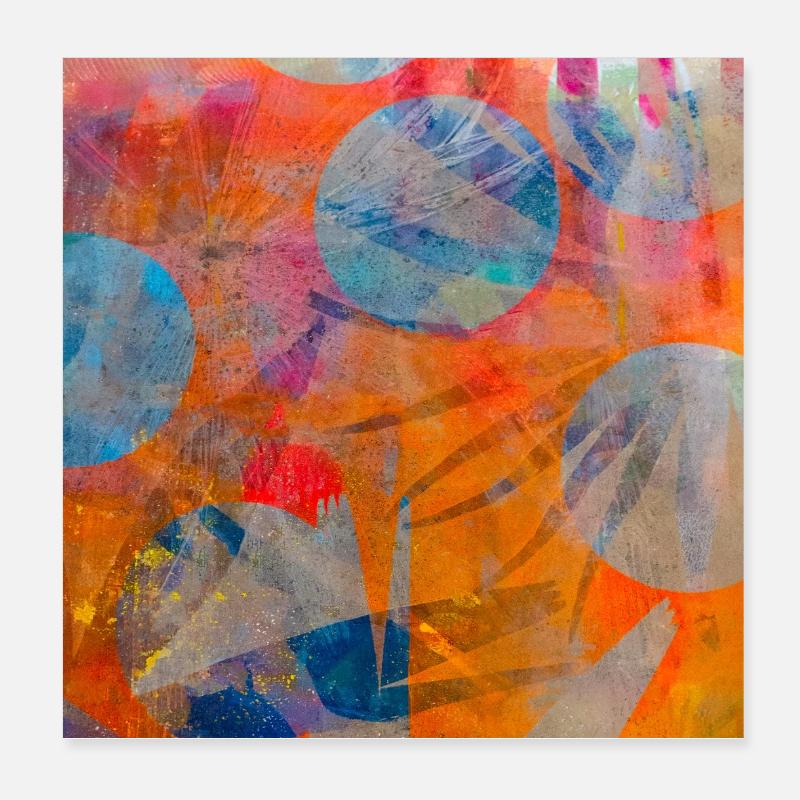 Abstrakte bunte Kreise auf lebhaftem Hintergrund Poster 20x20 cm