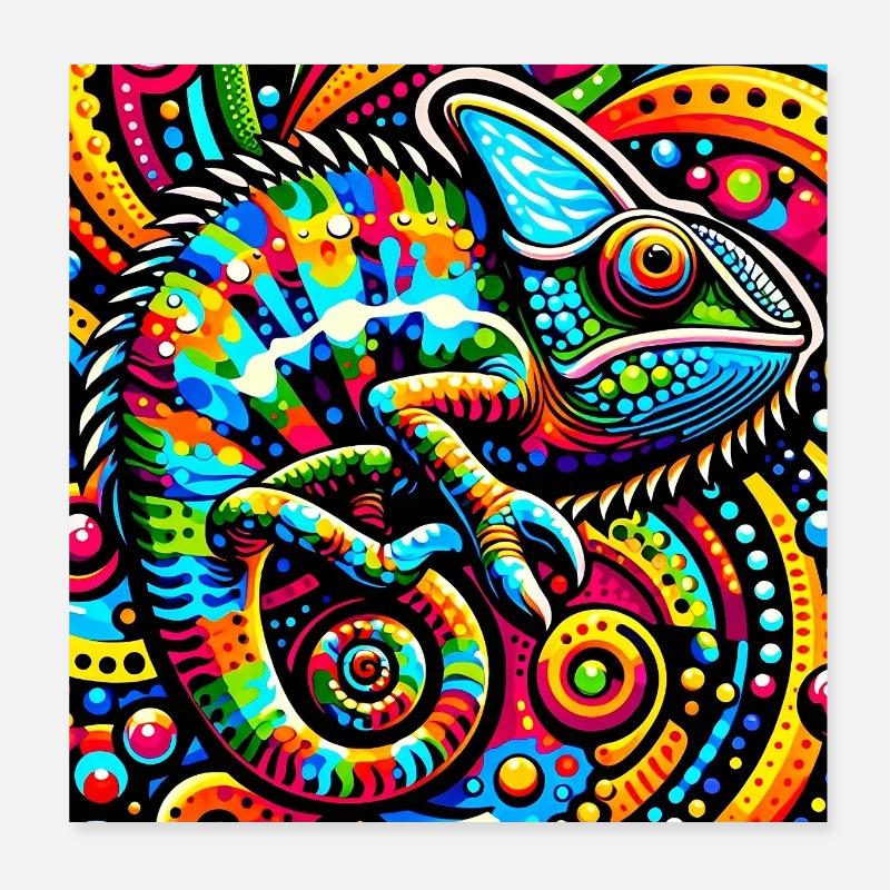 Chameleon Pop Art Poster 8" x 8" (20x20 cm)