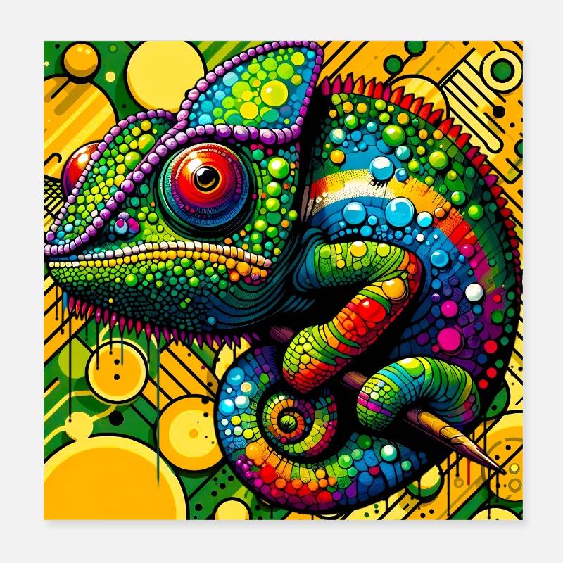 caméléon Poster 20 x 20 cm