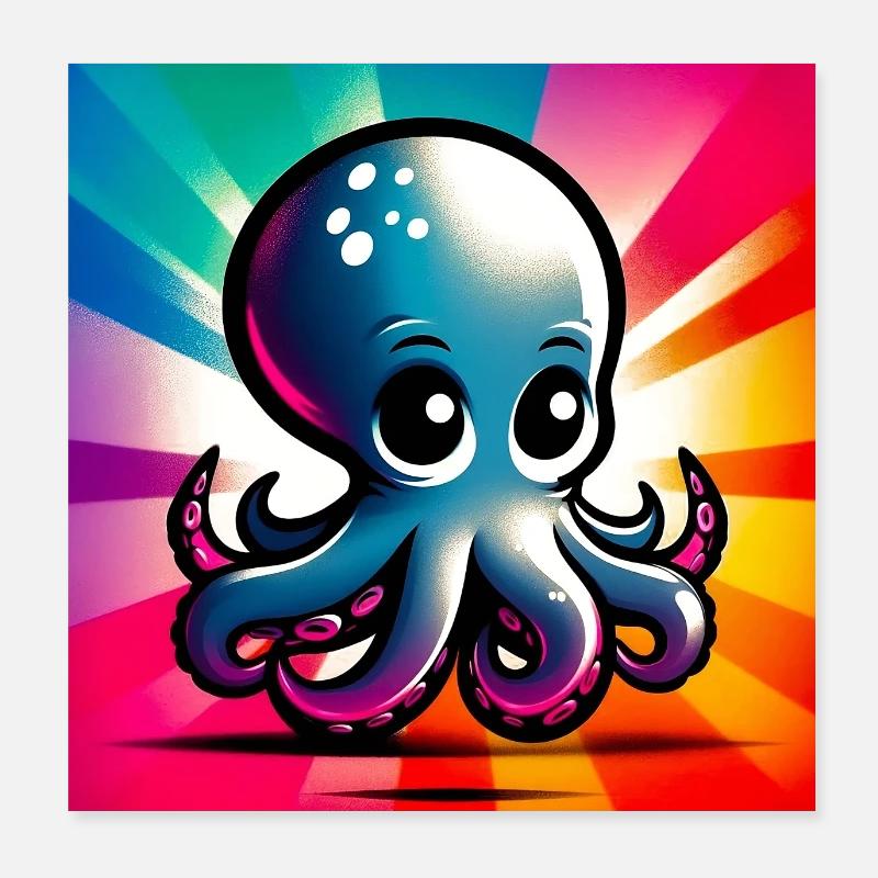 Pieuvre Poster 20 x 20 cm