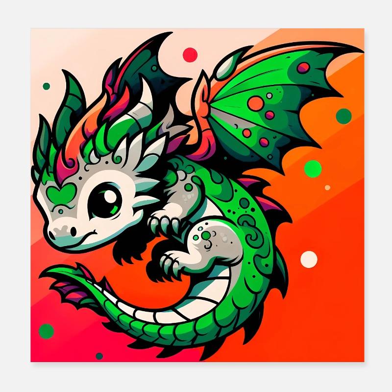 dragon Poster 8" x 8" (20x20 cm)
