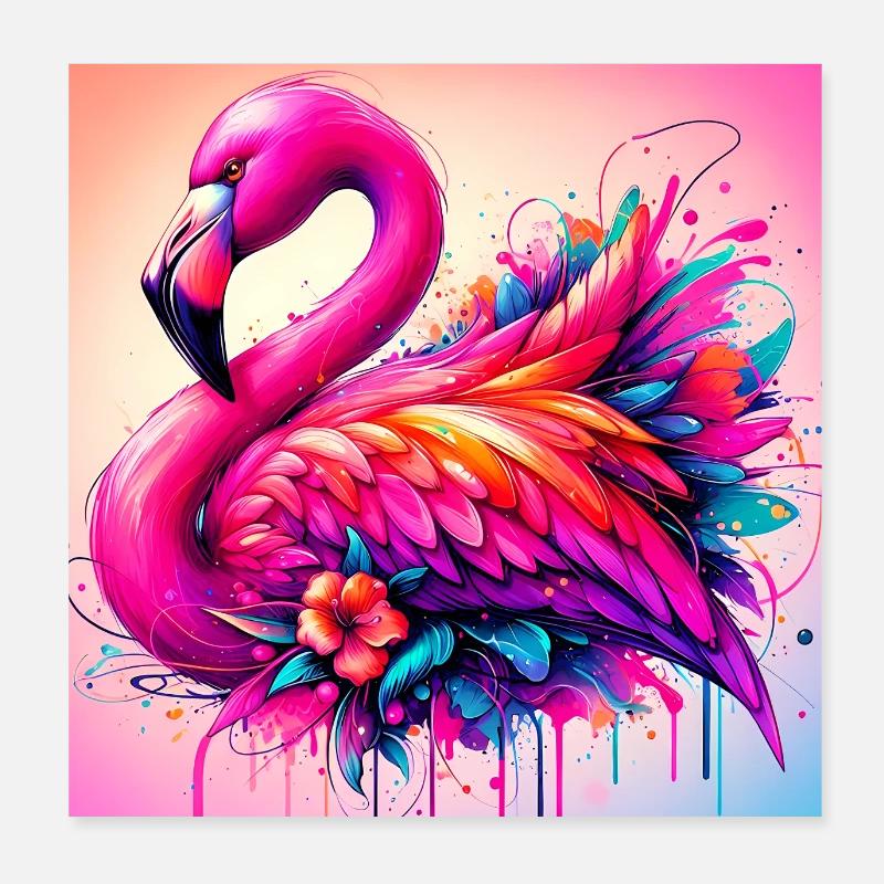Flamant Poster 20 x 20 cm