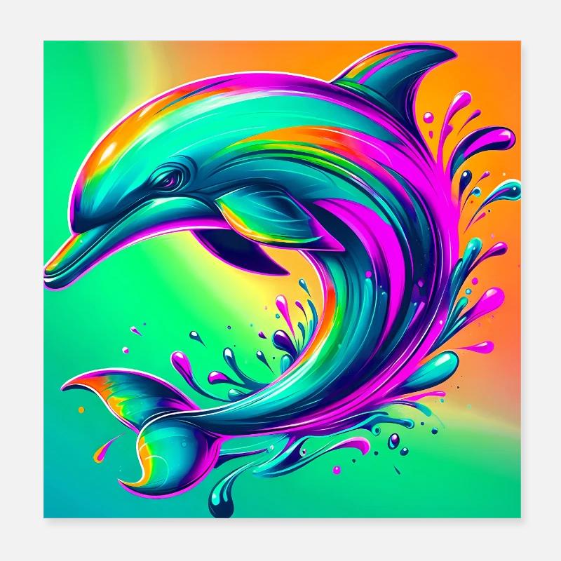 Delfin Poster 20x20 cm