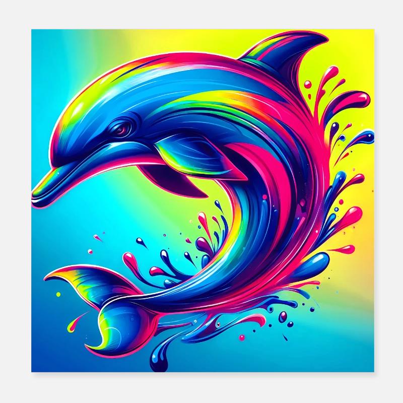 dolphin Poster 8" x 8" (20x20 cm)