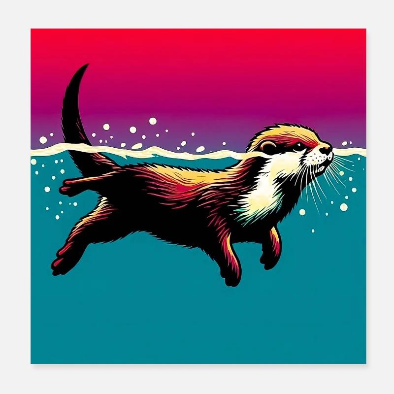 loutre Poster 20 x 20 cm