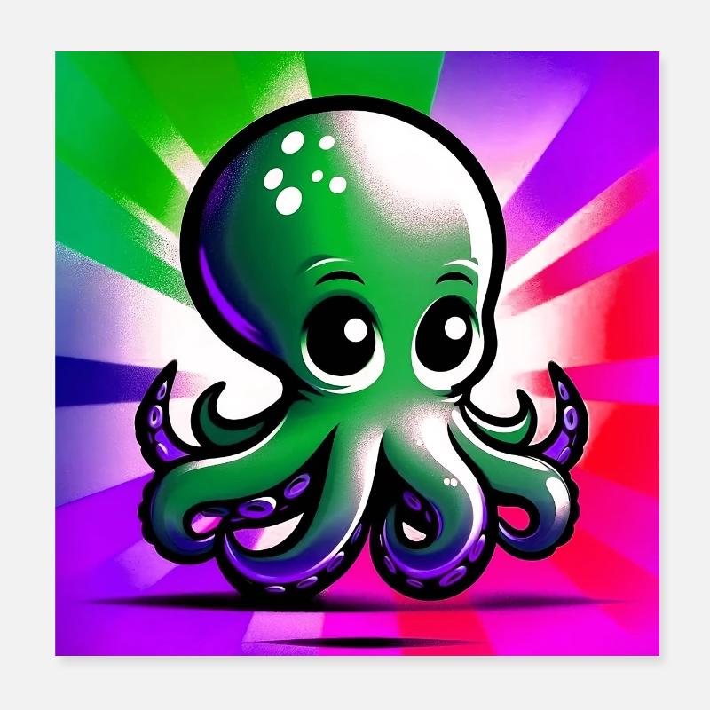 Krake Poster 20x20 cm