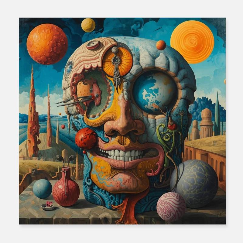 Surreal Planets-Skull Poster 8" x 8" (20x20 cm)