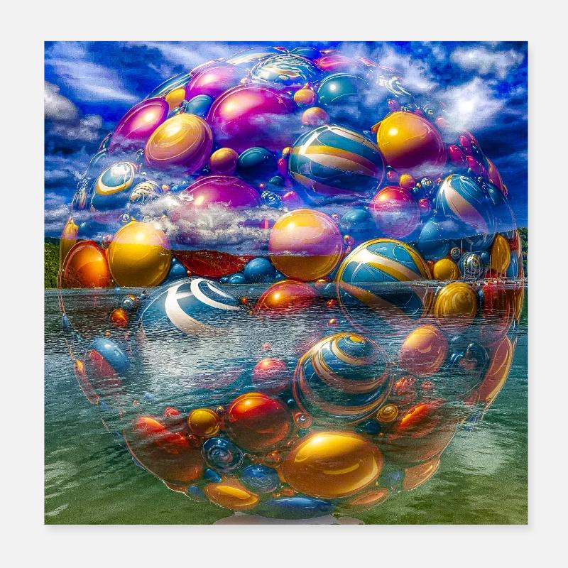Colorful bubble bowl Poster 8" x 8" (20x20 cm)