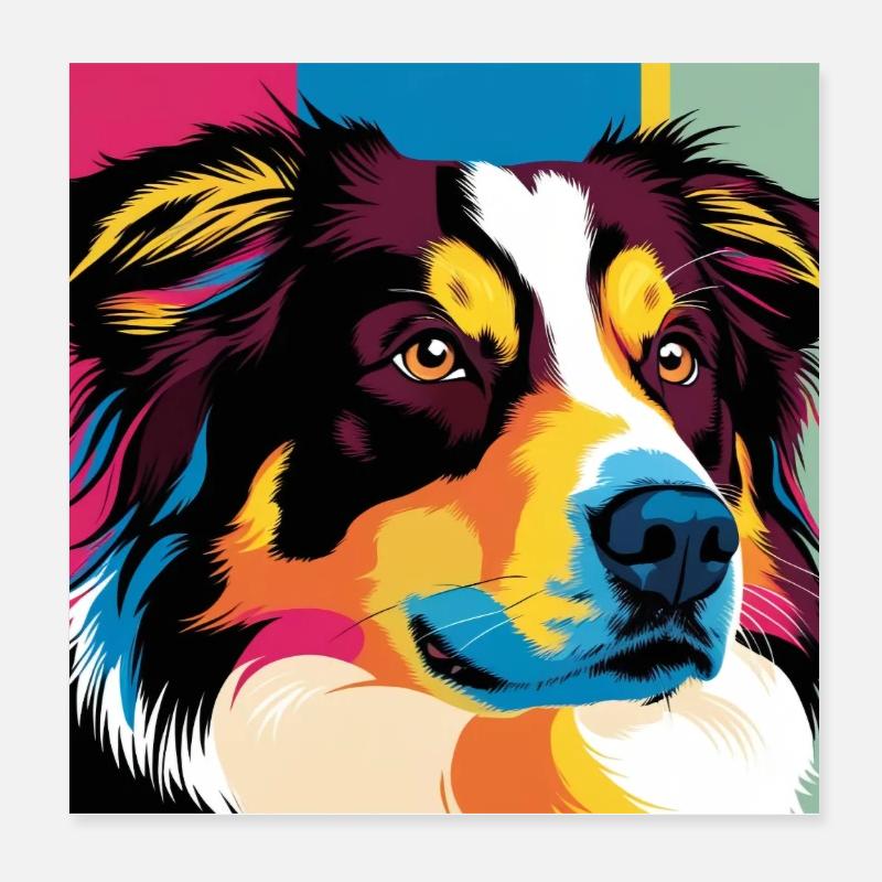 Portrait de chien pop coloré Poster 20 x 20 cm