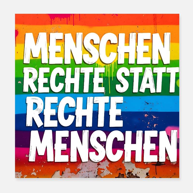 Human Rights Instead of Right-Wing People Statement Poster 8" x 8" (20x20 cm)