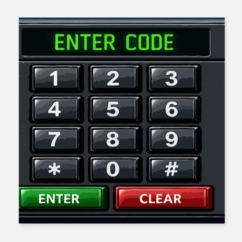 Geben Sie Code Keypad Neon ein Poster 20x20 cm