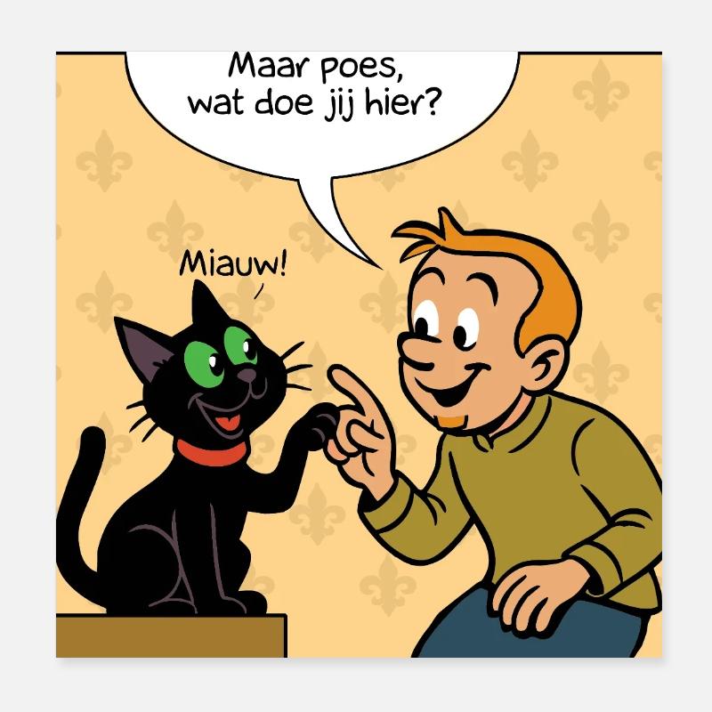 Première rencontre de Franky & Meeko - Poster 20 x 20 cm - blanc