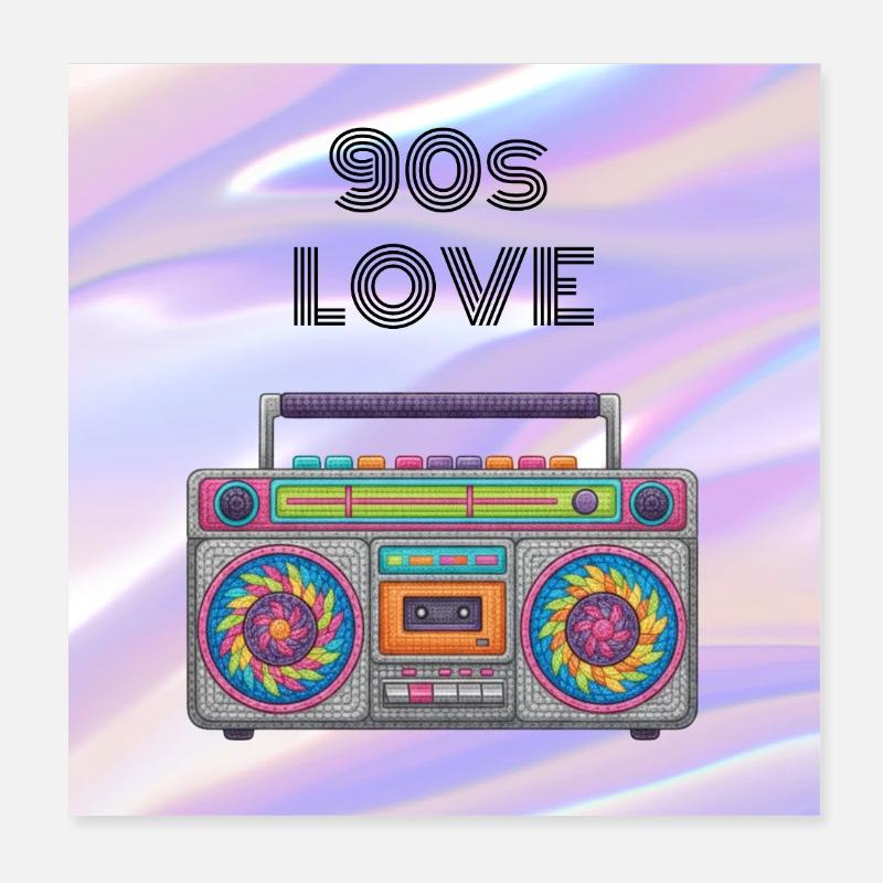 90s Liebe Boombox Poster 20x20 cm