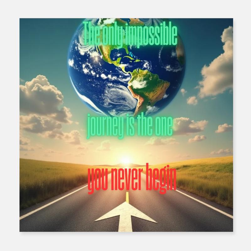 Seul le voyage que vous ne commencez pas est impossible Poster 20 x 20 cm