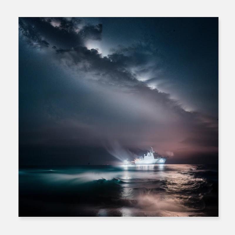Shiff bei Nacht Poster 20x20 cm
