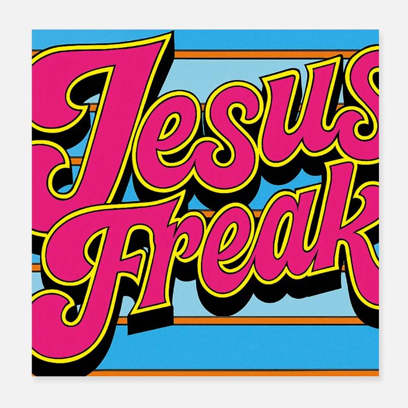 Vibrant Jesus Freak Illustration Poster 8" x 8" (20x20 cm)
