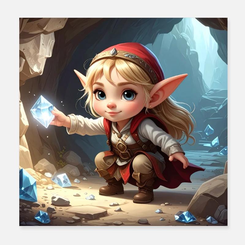 Small Elf Diamond Treasure Poster 8" x 8" (20x20 cm)